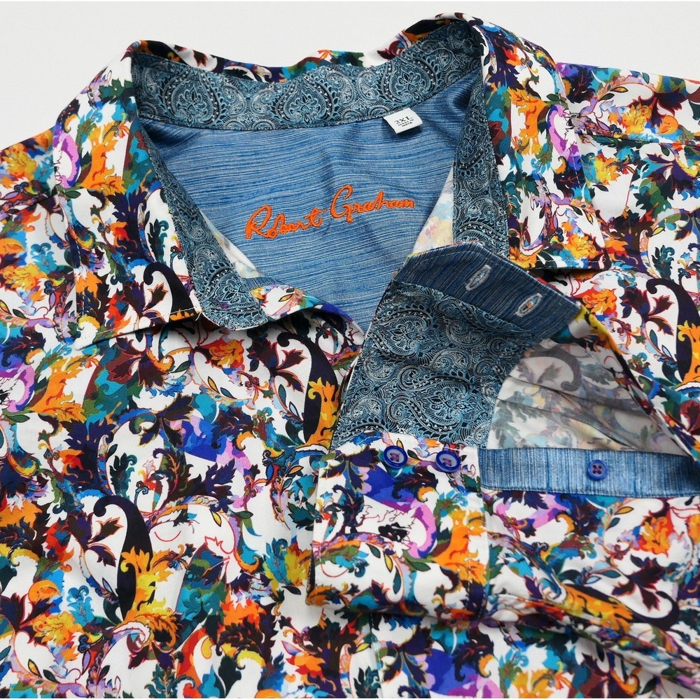 Robert Graham Mens 2XL Multi Color Abstract Paisley Button Down Shirt L/S - Picture 2 of 10